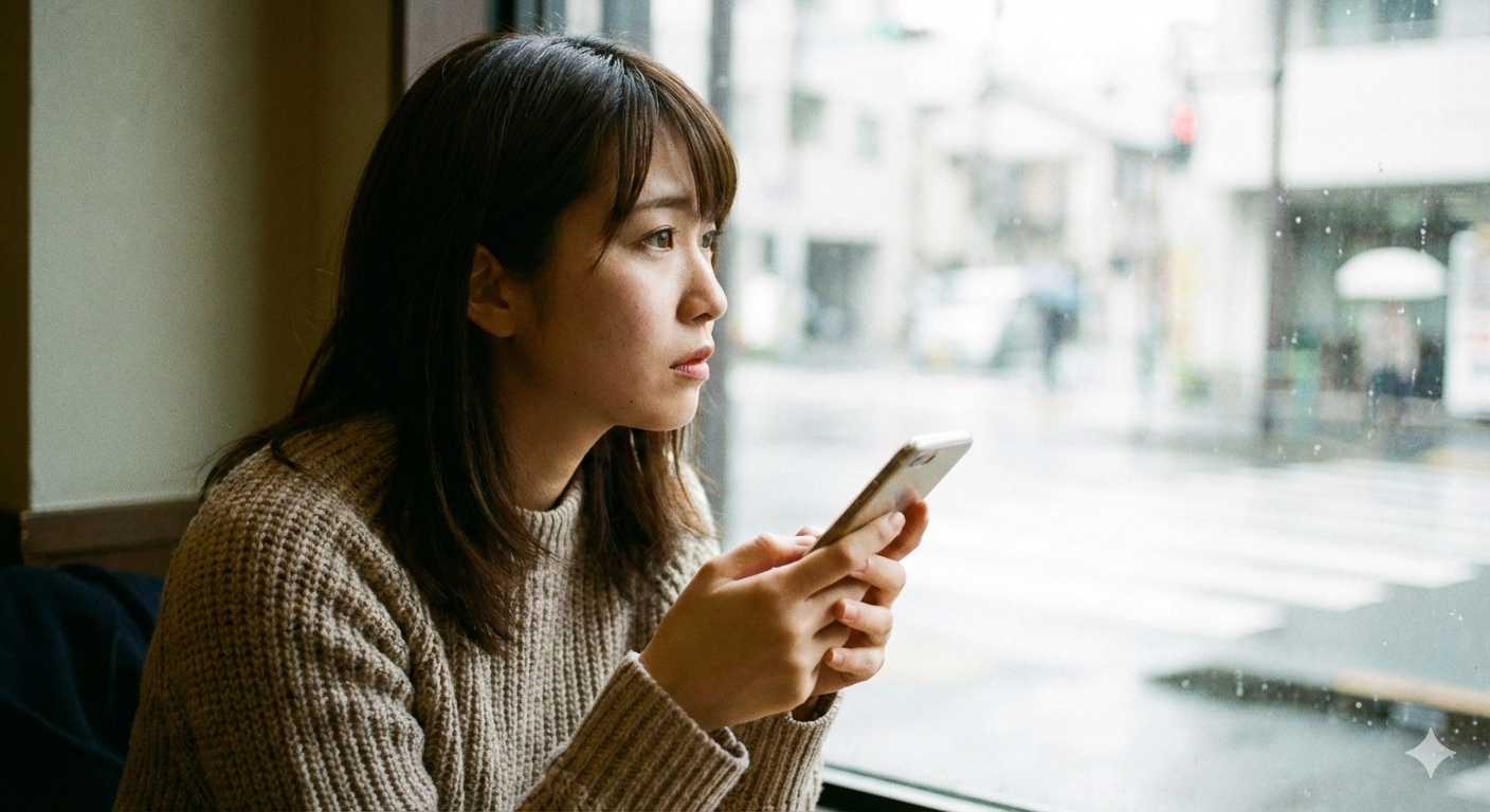 彼に連絡したいが、してよいか悩んでいる女の子